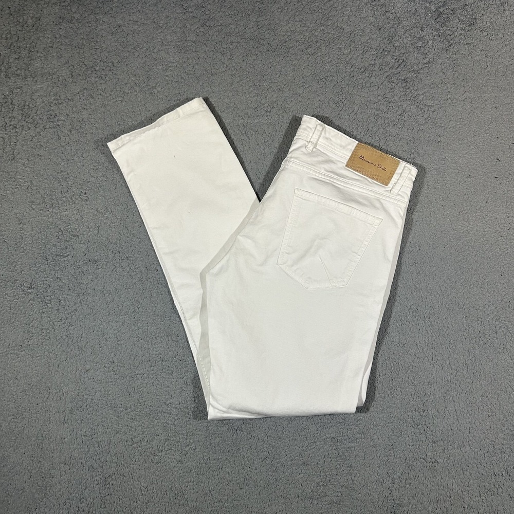 Massimo Dutti Women's Italian Slim Fit Trousers Off-White Ivory Size 32 #3820